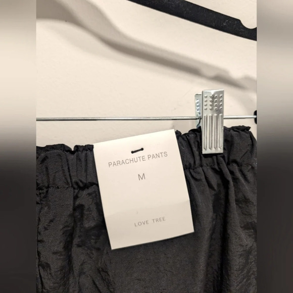 Black Cargo Parachute Pants - Picture 5 of 8